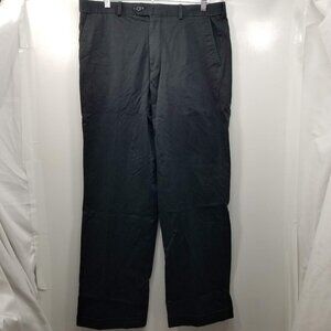 Saddlebred Men's Straight Leg Dress Pants Mid Rise Black Flat Front Cuffed 36/32